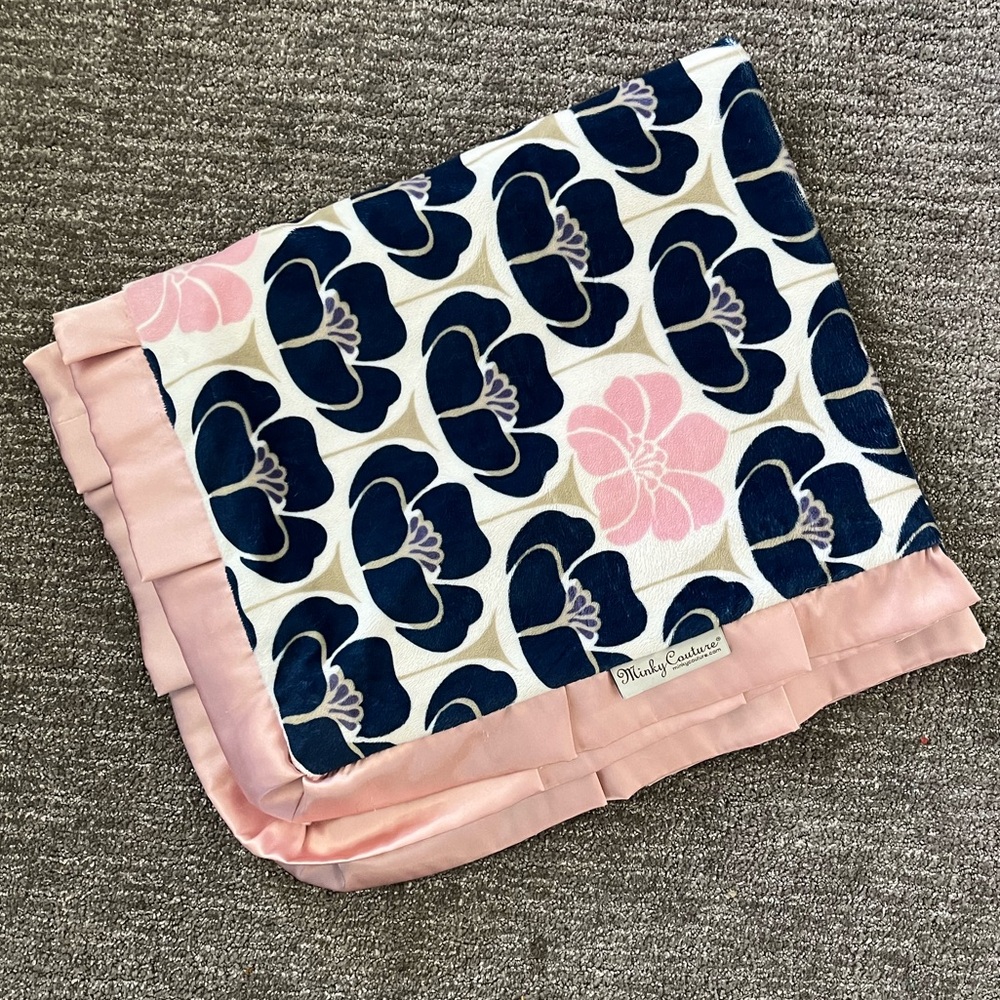 Pink and Blue Minky Couture Baby Blanket